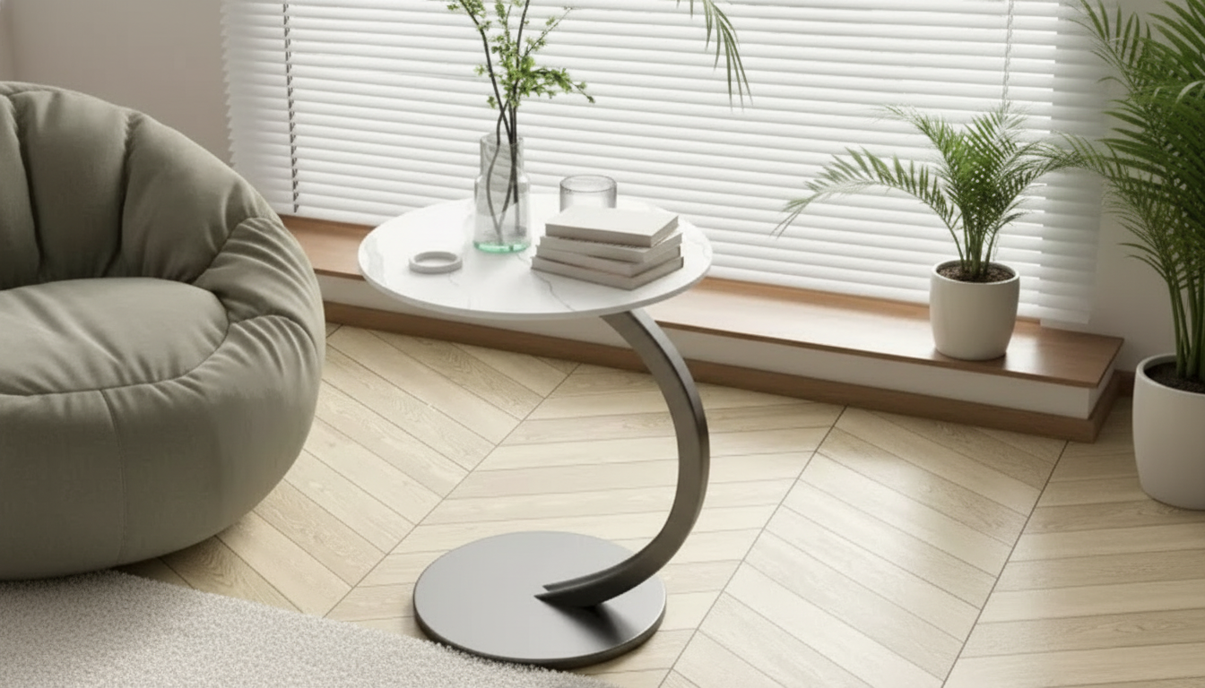 Sleek Nordic Metal Side Table for Light, Minimal Rooms