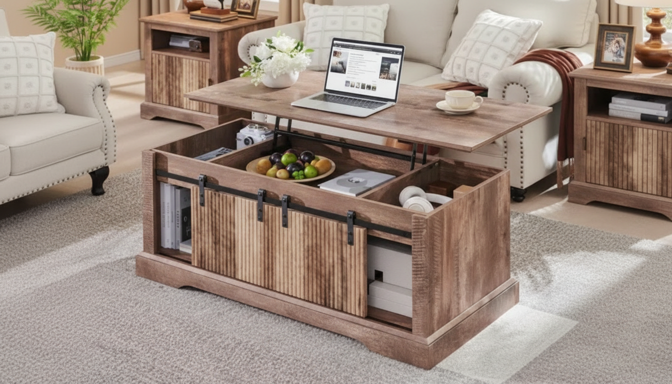46-Inch Lift-Top Coffee Table With Hidden Storage