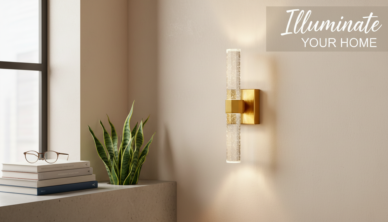 Gold Crystal LED Wall Sconce for Minimalist Luxury