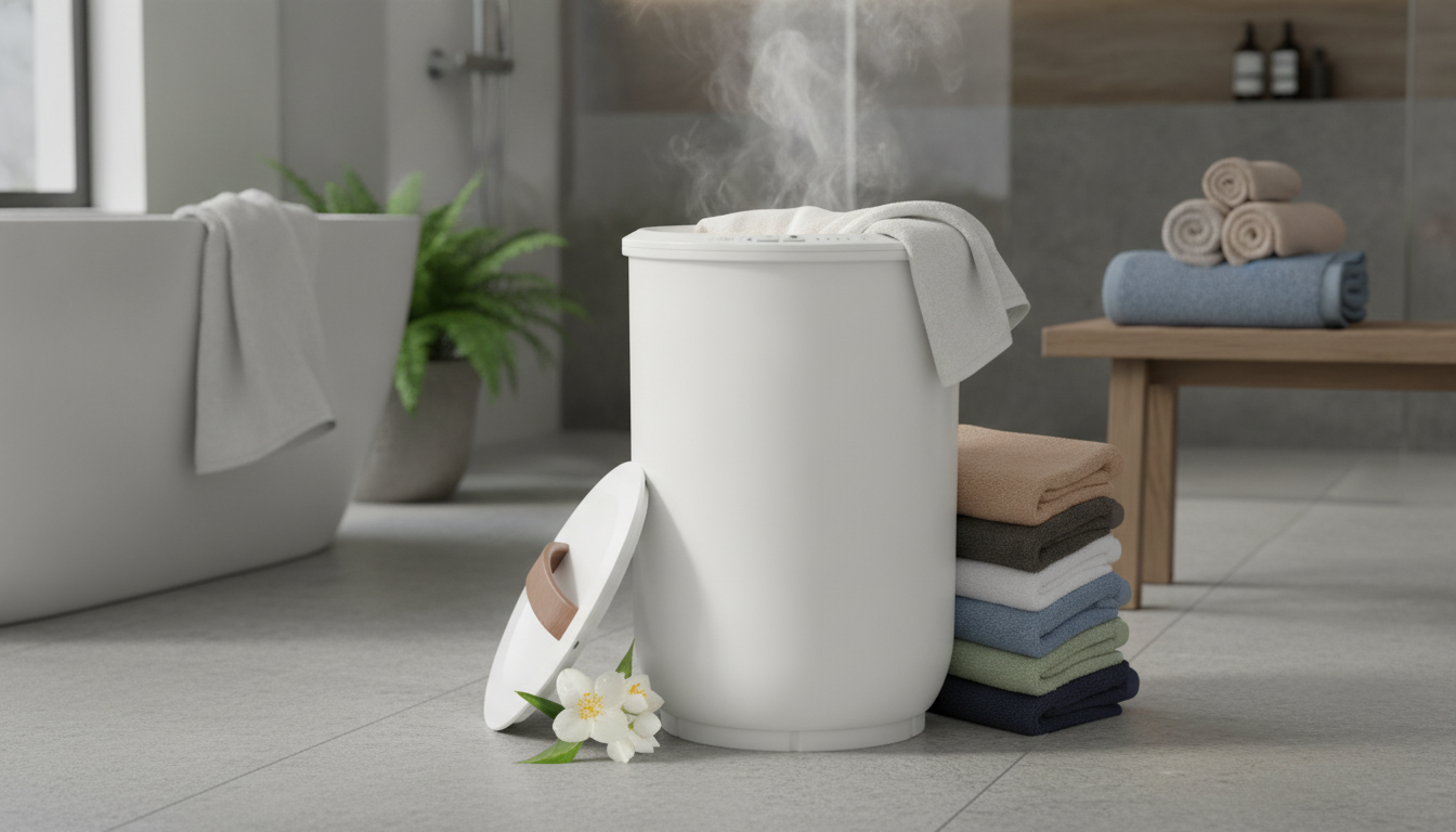 Large Towel Warmer with Wood Handle: Cozy, Quick-Dry
