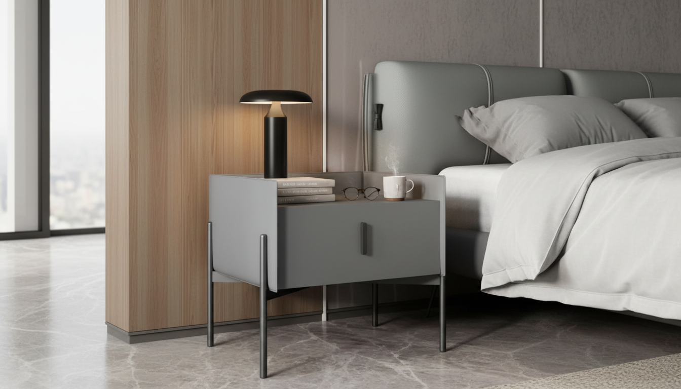 Modern Leather Bedside Table: Elegant Storage Upgrade